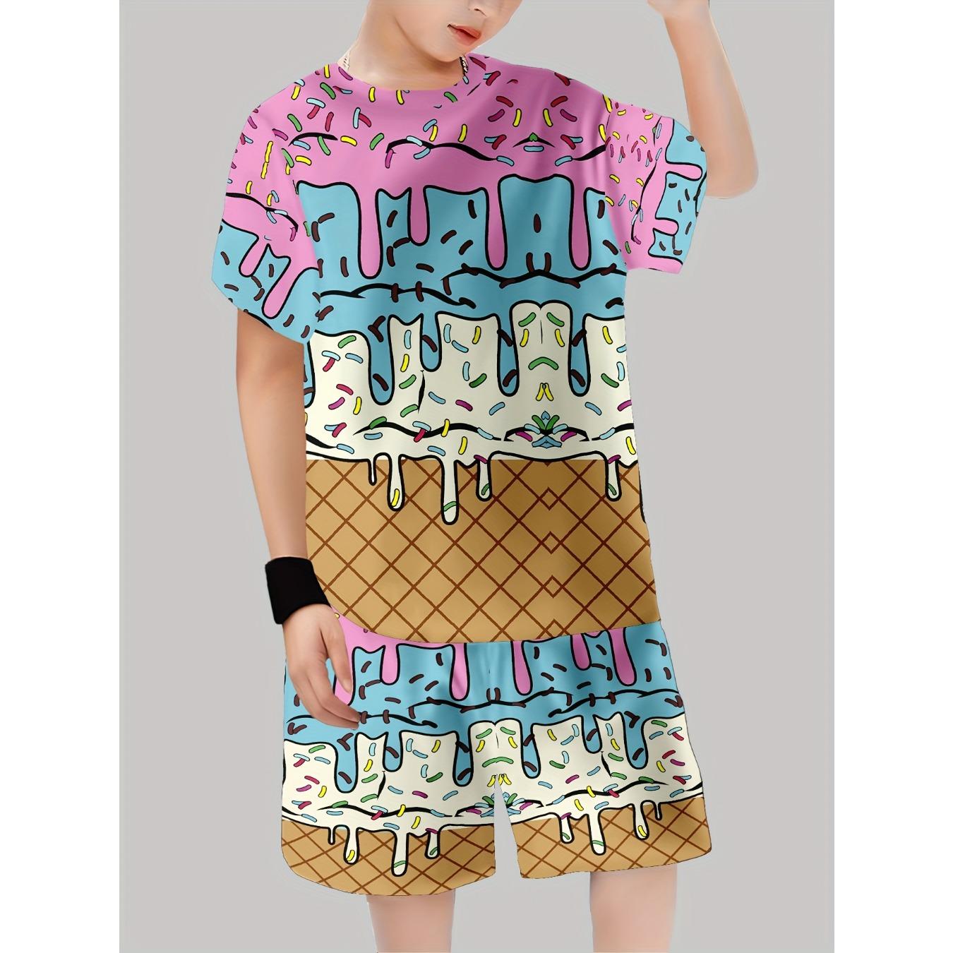 Boys 3D Printed Casual Pullover T-Shirt Shorts Set - Vibrant Rainbow Cloud Design, Short Sleeve, Regular Fit 13-14Y
Boys 3D Printed Casual Pullover T-Shirt Shorts Set - Vibrant Rainbow Cloud Design, Short Sleeve, Regular Fit 13-14Y