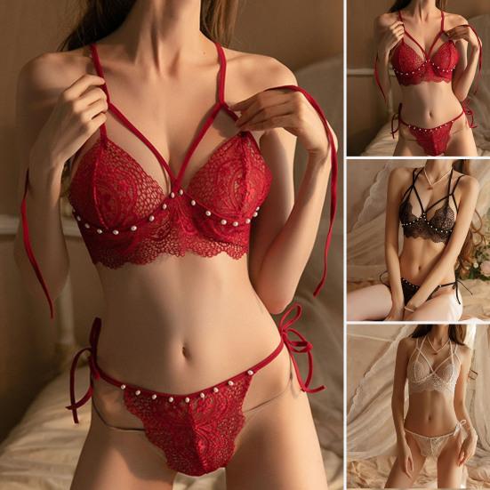 Women Bra Panties Set Wire Free Perspective Pornographic Backless Bra G-string Set Honeymoon
Women Bra Panties Set Wire Free Perspective Pornographic Backless Bra G-string Set Honeymoon