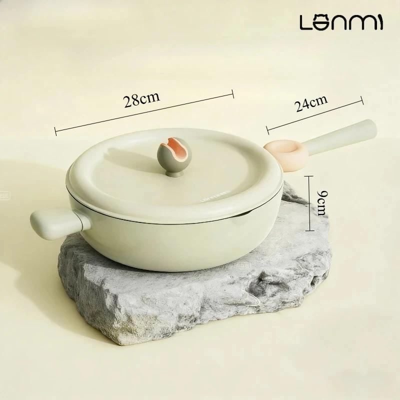 LANMI 28CM Bell Woks Low-smoke Flat Bottom Pan with Detachable Handle Non-stick Frying Pan Kitchen Cookware Stoves Universal 28cm
LANMI 28CM Bell Woks Low-smoke Flat Bottom Pan with Detachable Handle Non-stick Frying Pan Kitchen Cookware Stoves Universal 28cm