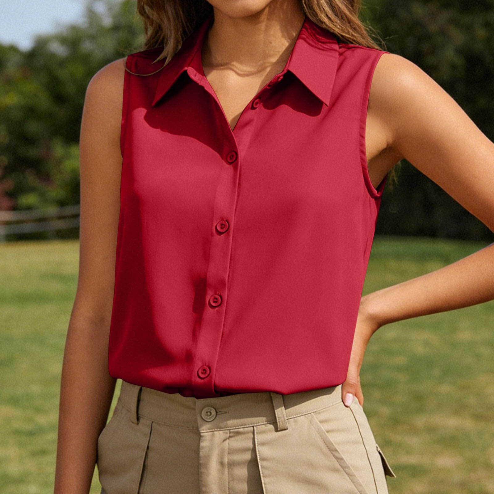 Womens Sleeveless Button Down Shirt V Neck Casual Solid Vest Top with Collar for Daily Office and Leisure Wear S червоний
Womens Sleeveless Button Down Shirt V Neck Casual Solid Vest Top with Collar for Daily Office and Leisure Wear S червоний
