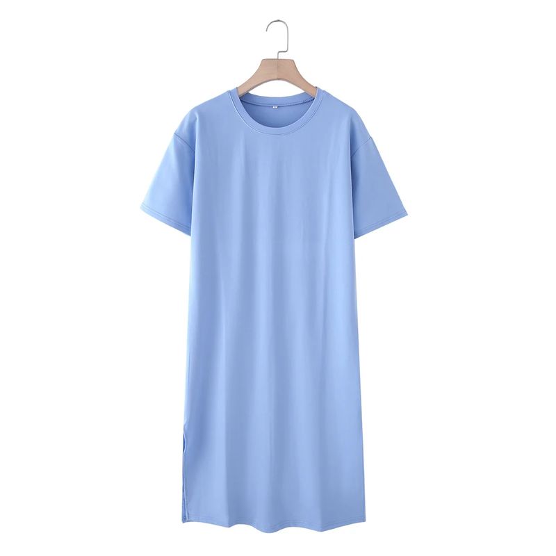 Summer New Product Women s Clothes round Neck Short Sleeve Slit Design Cotton Long A- line T-shirt Dress 4174465 Light Blue M
Summer New Product Women s Clothes round Neck Short Sleeve Slit Design Cotton Long A- line T-shirt Dress 4174465 Light Blue M
