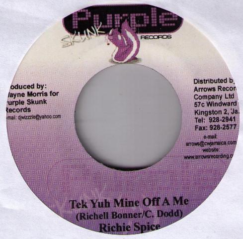 7inch Record RICHIE SPICE - Tek Yuh Mine Off A Me NONE Purple Skunk Re Jamaica Reggae, Ska & Dub Used
7inch Record RICHIE SPICE - Tek Yuh Mine Off A Me NONE Purple Skunk Re Jamaica Reggae, Ska & Dub Used