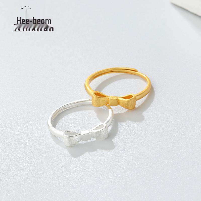 S925 Sterling Silver Gold Bow Ring for Women - Japanese & Korean Style, Sweet, Brushed Design, Elegant & Simple Jewelry Silver - 925 Sterling Silver
S925 Sterling Silver Gold Bow Ring for Women - Japanese & Korean Style, Sweet, Brushed Design, Elegant & Simple Jewelry Silver - 925 Sterling Silver