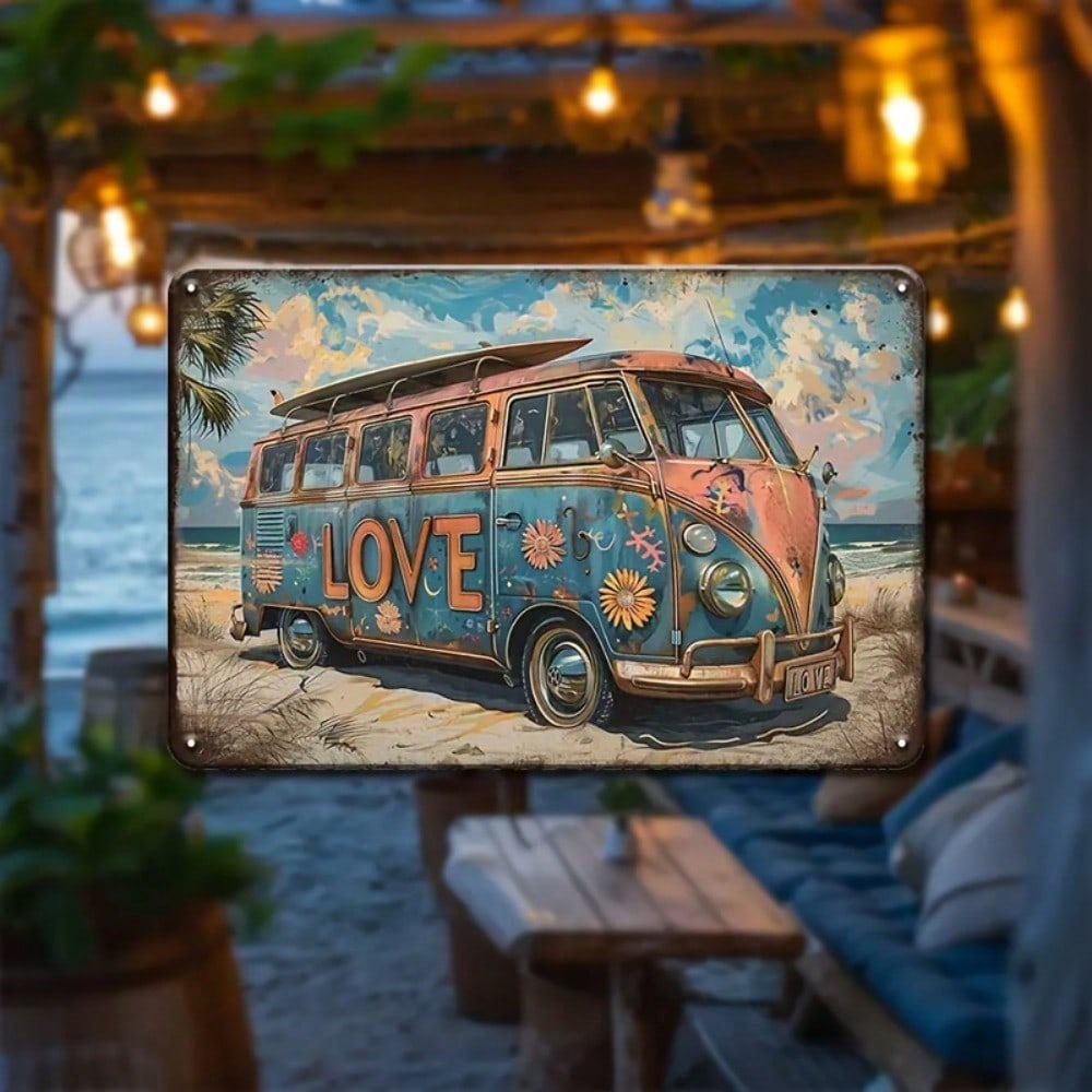 Retro Camper Van Bohemian Beach Life Metal Wall Poster for Home
Retro Camper Van Bohemian Beach Life Metal Wall Poster for Home