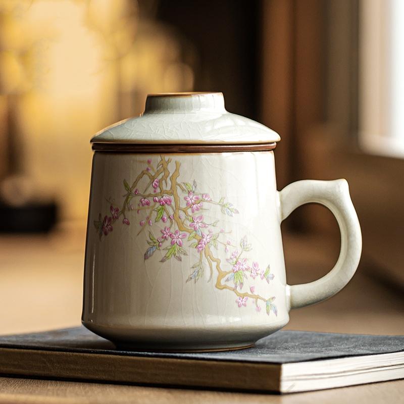 European Beige Ru Kiln Blossom Ceramic Tea Cup Tea Separation Office Meeting Water Cup Kung Fu Tea Set Personal Tea Cup
European Beige Ru Kiln Blossom Ceramic Tea Cup Tea Separation Office Meeting Water Cup Kung Fu Tea Set Personal Tea Cup