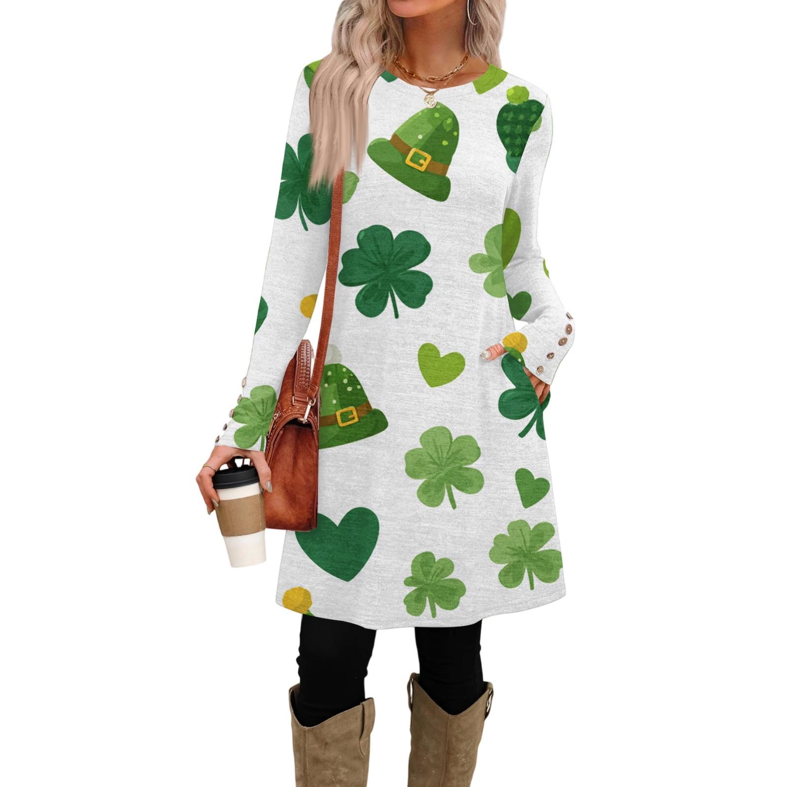 Women s fashion casual pocket decorative button dress round neck long sleeve printed dress XL белый
Women s fashion casual pocket decorative button dress round neck long sleeve printed dress XL белый