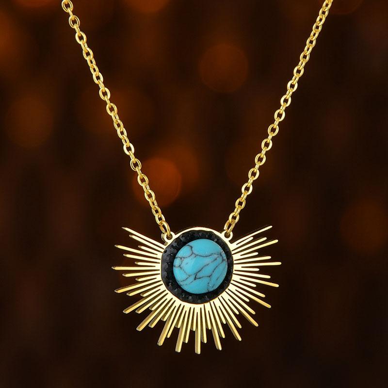 Ожерелья Sunshine Sun для женщин, солнечные лучи, солнечные лучи, цветок, подвеска, ожерелье, цепочка на ключицу, ювелирные изделия, подарки для нее золотой