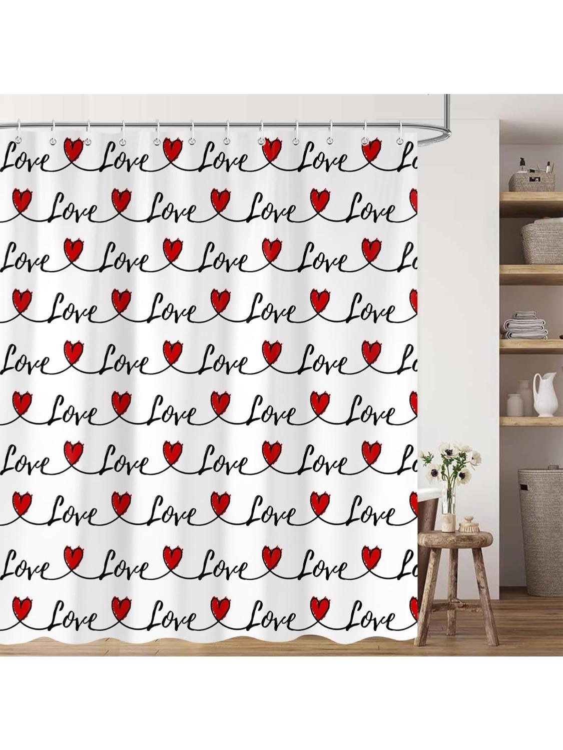 Shower Curtain, Red White Hand Write Love Heart Shower Curtain Set, Polyester Fabric Waterproof Bathroom Accessory Set With W60H190(CM)-1 Pcs
Shower Curtain, Red White Hand Write Love Heart Shower Curtain Set, Polyester Fabric Waterproof Bathroom Accessory Set With W60H190(CM)-1 Pcs