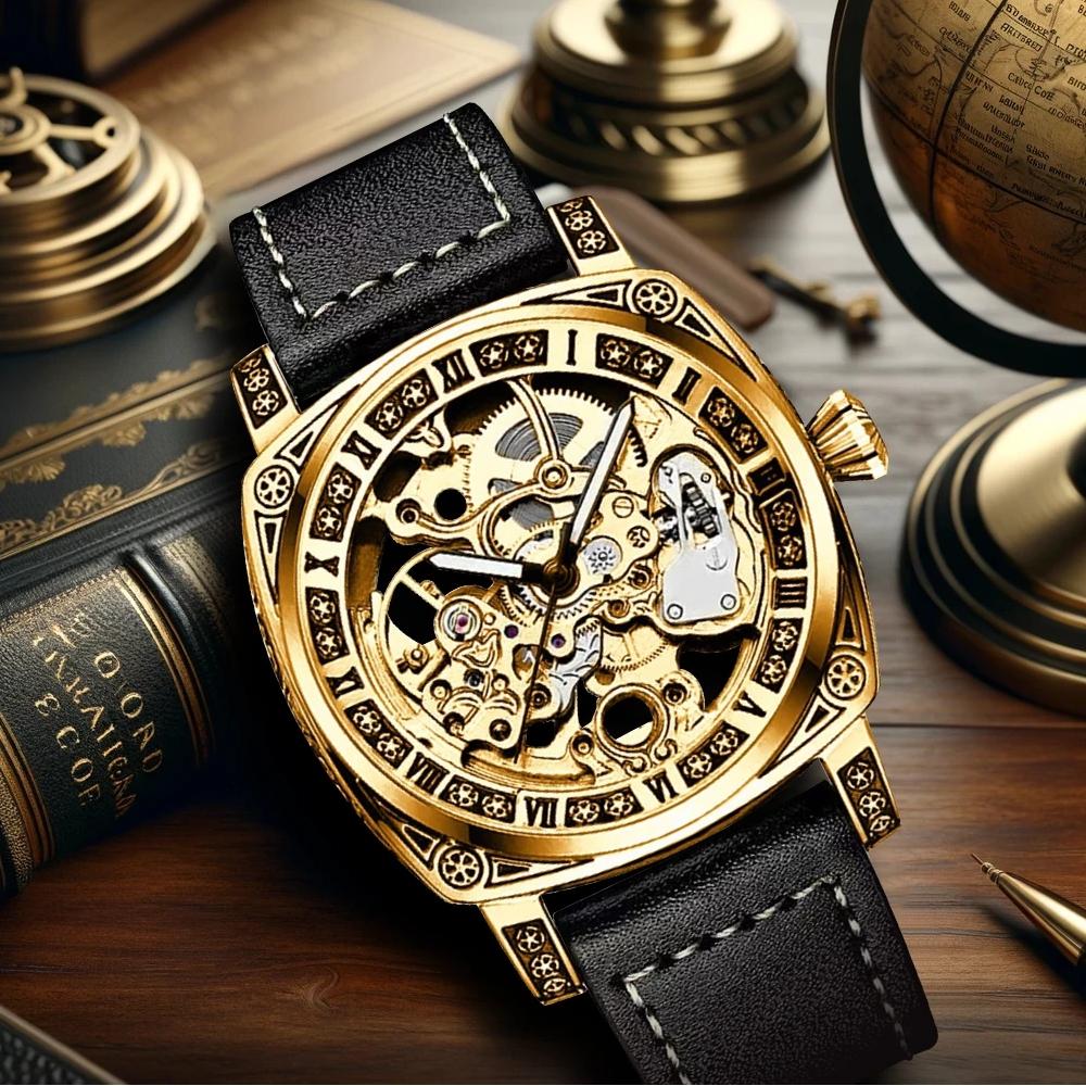 TEVISE Skeleton Mechanical Watch Men Vintage Engraved Auto Mechanical Wrist Watches Silver Stainless Steel Strap чёрный/золотой
TEVISE Skeleton Mechanical Watch Men Vintage Engraved Auto Mechanical Wrist Watches Silver Stainless Steel Strap чёрный/золотой