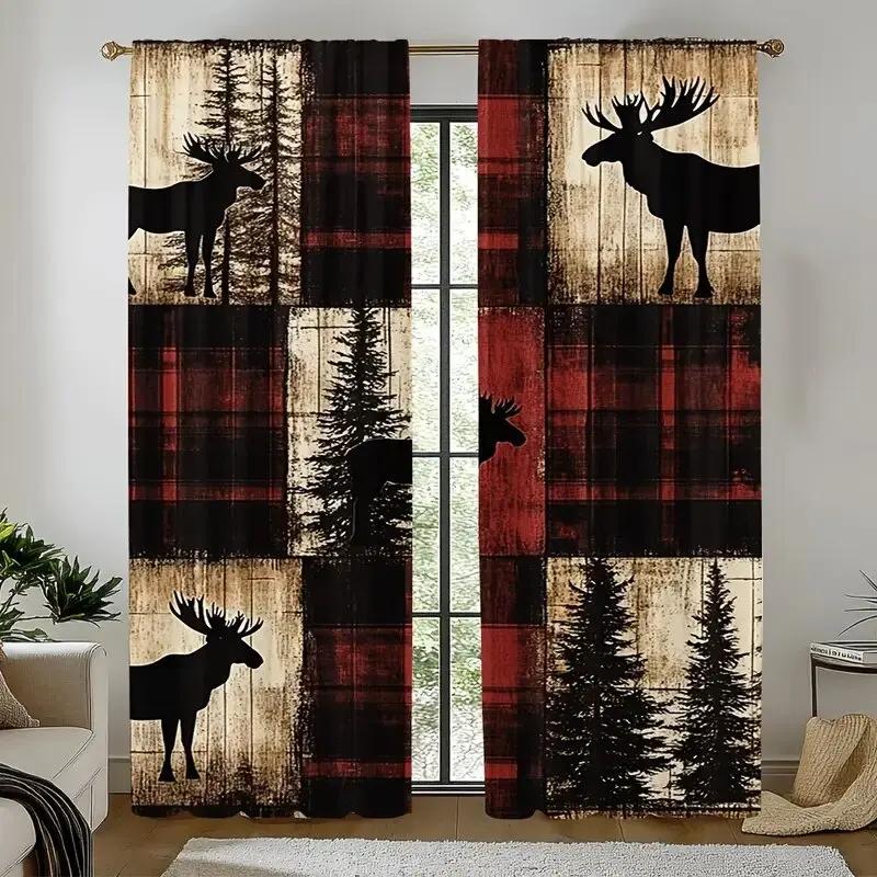 Retro Christmas Reindeer Print Stick Bag Curtains Bedroom Living Room Decoration Home Curtain Polyester Perfect For Great W100*H70(CM)-Grommet top&2PCS
Retro Christmas Reindeer Print Stick Bag Curtains Bedroom Living Room Decoration Home Curtain Polyester Perfect For Great W100*H70(CM)-Grommet top&2PCS