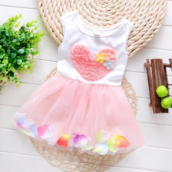 Детское летнее хлопковое фатиновое бальное платье без рукавов с цветочным принтом для новорожденных девочек, платье с цветочным декором для детей 0–4 лет M