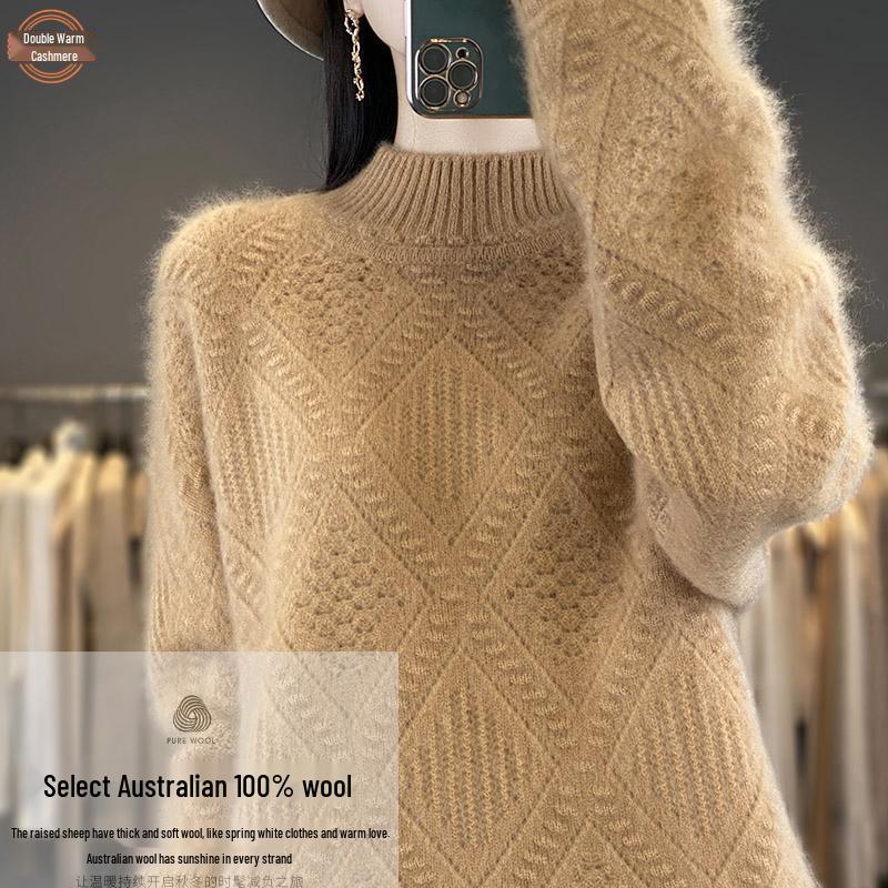 Women s Autumn & Winter Pure Wool Diamond Knit Sweater - Semi-High Neck, Versatile, Elegant Pullover M
Women s Autumn & Winter Pure Wool Diamond Knit Sweater - Semi-High Neck, Versatile, Elegant Pullover M