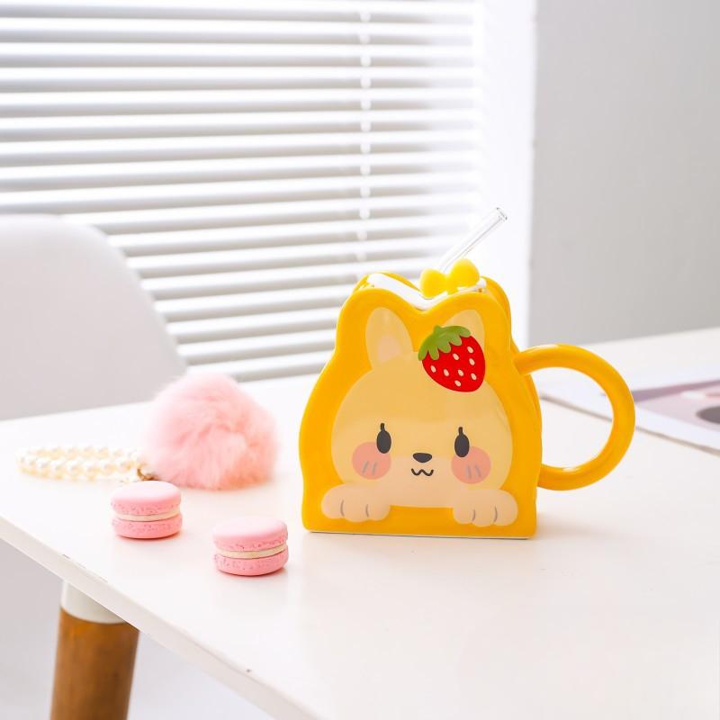 Креативная керамическая кружка с трубочкой, мультяшная милая кружка с кроликом, розовая девчачья, большая емкость, парная кружка, стакан для воды 600ml
Креативная керамическая кружка с трубочкой, мультяшная милая кружка с кроликом, розовая девчачья, большая емкость, парная кружка, стакан для воды 600ml