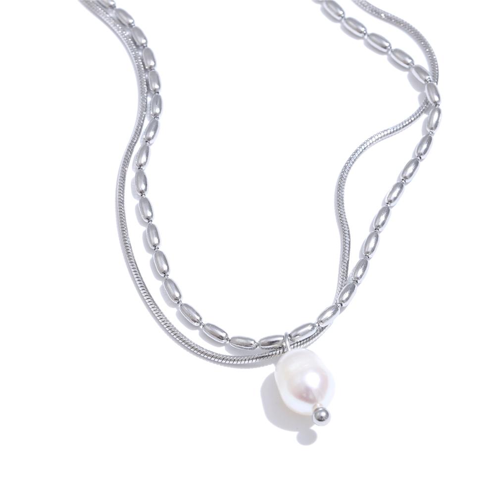 Yhpup High Quality Stainless Steel Double-layered Chain Natural Pearl Necklace Pendant Tarnish Resistant Daily Exquisite Jewelry
Yhpup High Quality Stainless Steel Double-layered Chain Natural Pearl Necklace Pendant Tarnish Resistant Daily Exquisite Jewelry