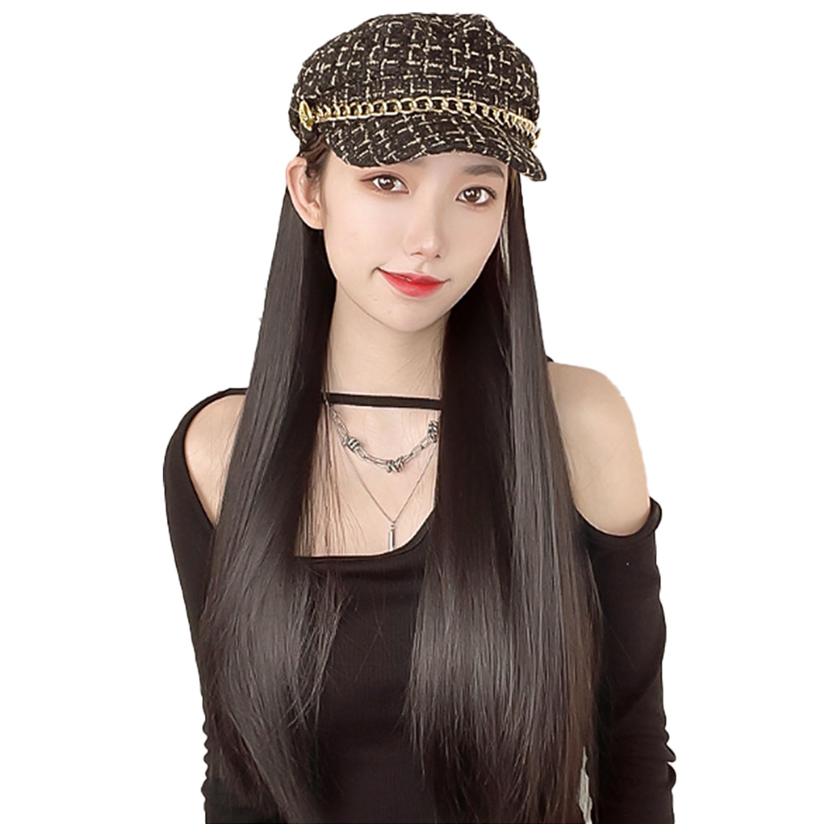 COZENTA Women s Hat Wig, Newsboy Hat with Hair, Long Wig (Hat BlackHair Color Dark BrownHair Type Straight)
COZENTA Women s Hat Wig, Newsboy Hat with Hair, Long Wig (Hat BlackHair Color Dark BrownHair Type Straight)