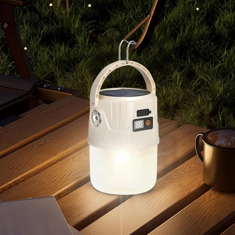 Фонари для кемпинга Портативный кемпинговый фонарь Солнечная панель 2 режима Водонепроницаемый фонарь с крючком Снаряжение для выживания для палатки Походы Рыбалка Small -800mAh