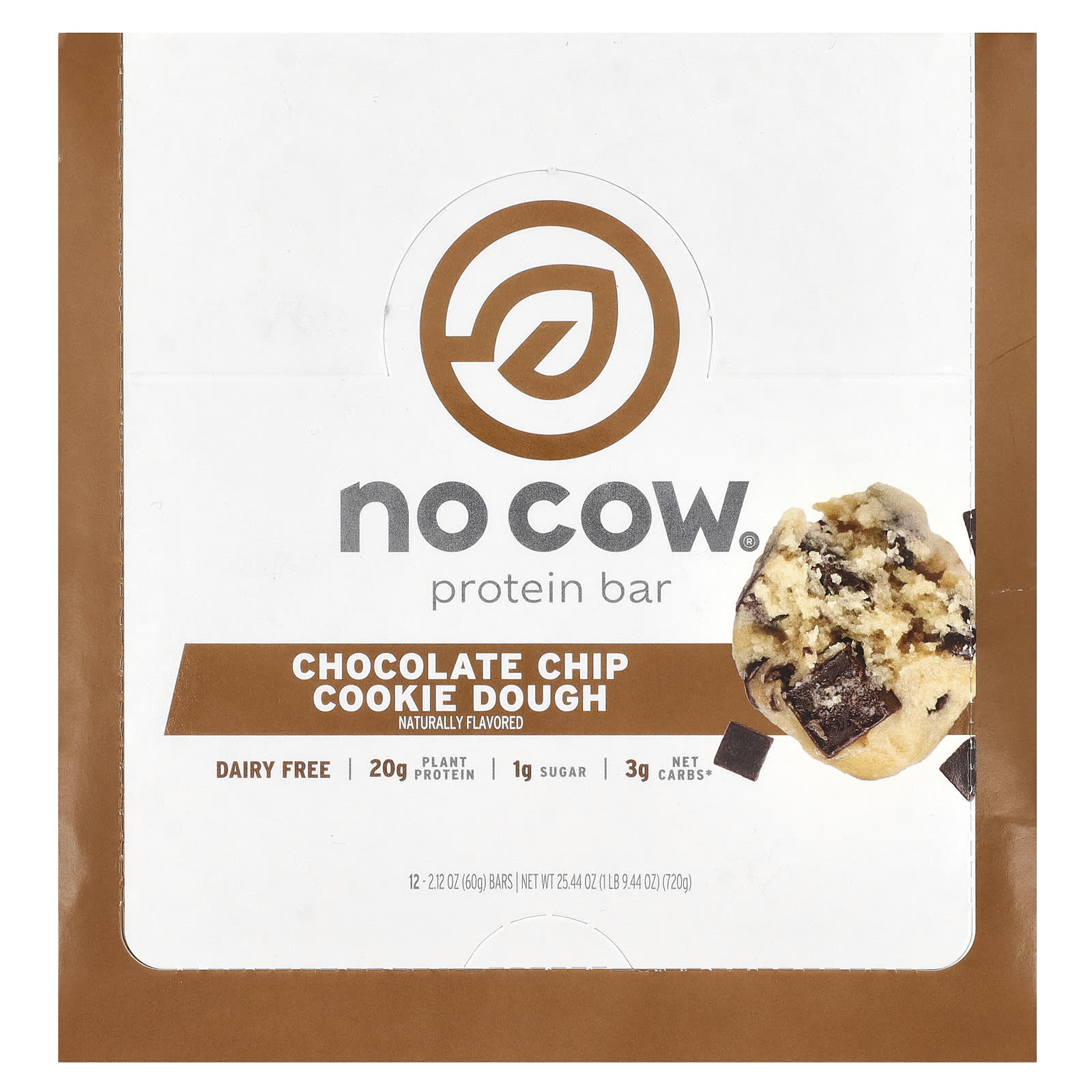 No Cow, protein bar, chocolate chip cookie dough, 12 bars, 60 g (2.12 oz) each
No Cow, protein bar, chocolate chip cookie dough, 12 bars, 60 g (2.12 oz) each
