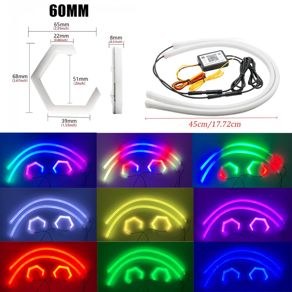 RGB Color-Chasing Revolving Dynamic Angel Eyes Turn Signals Light Bluetooth Wireless Control LED Sequential Flowing Strip Light Colorful
RGB Color-Chasing Revolving Dynamic Angel Eyes Turn Signals Light Bluetooth Wireless Control LED Sequential Flowing Strip Light Colorful