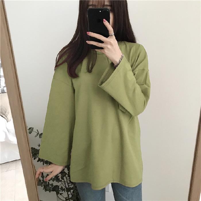 Женская весна-осень корейский стиль однотонная футболка с длинным рукавом свободные топы XXL трава зеленый
Женская весна-осень корейский стиль однотонная футболка с длинным рукавом свободные топы XXL трава зеленый