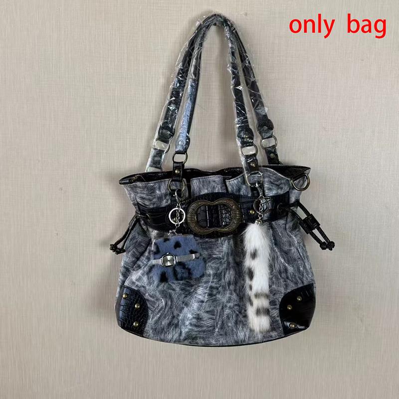 Vintage Y2k Leopard Print Shoulder Bag Women Metal Buckle Drawstring Design Hobo Bag Large Capacity Women Underarm Commute Bag чорний колір сірий
Vintage Y2k Leopard Print Shoulder Bag Women Metal Buckle Drawstring Design Hobo Bag Large Capacity Women Underarm Commute Bag чорний колір сірий