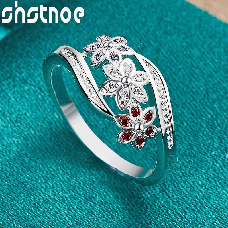 SHSTONE 925 Sterling Silver Fashion Charm Red White Purple Zircon Flower Ring For Women Bridal Wedding Bands Jewelry Accessories
SHSTONE 925 Sterling Silver Fashion Charm Red White Purple Zircon Flower Ring For Women Bridal Wedding Bands Jewelry Accessories