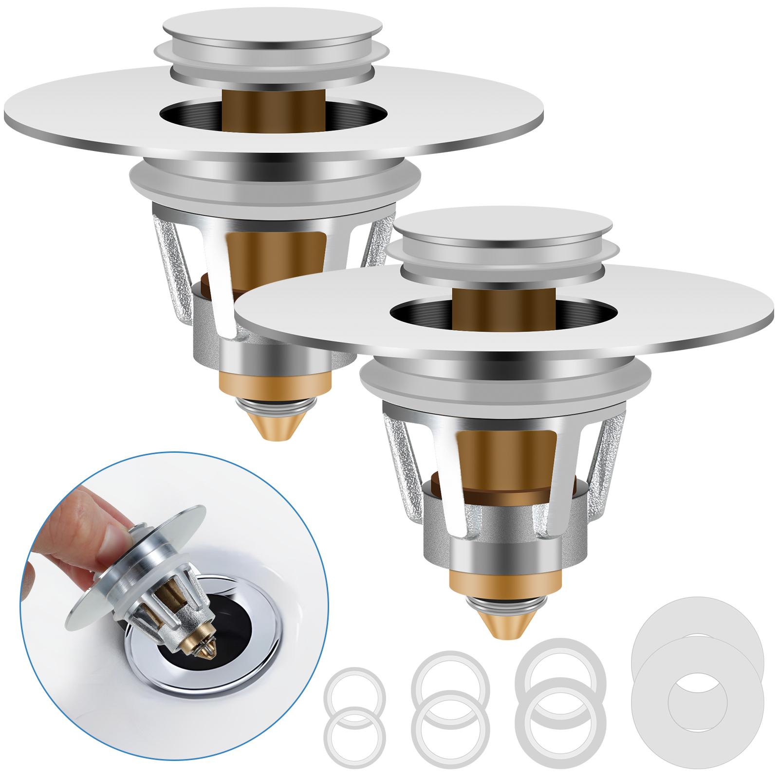 2 in 1 Bathroom Sink Stopper, Pop Up Bathroom Sink Drain Strainer with Anti-Clogging Filter Basket, Bathroom Drain Stopper 2pcs
2 in 1 Bathroom Sink Stopper, Pop Up Bathroom Sink Drain Strainer with Anti-Clogging Filter Basket, Bathroom Drain Stopper 2pcs