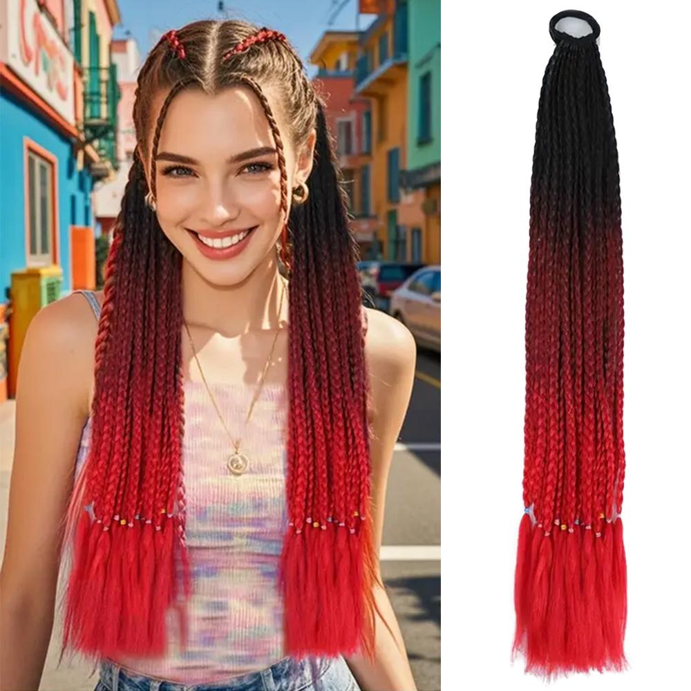 XINRAN Synthetic Long Straight Braids Hair With Rubber Bands Rainbow Braided Ponytail For Women And Girls Cosplay Party Accessories 65cm
XINRAN Synthetic Long Straight Braids Hair With Rubber Bands Rainbow Braided Ponytail For Women And Girls Cosplay Party Accessories 65cm