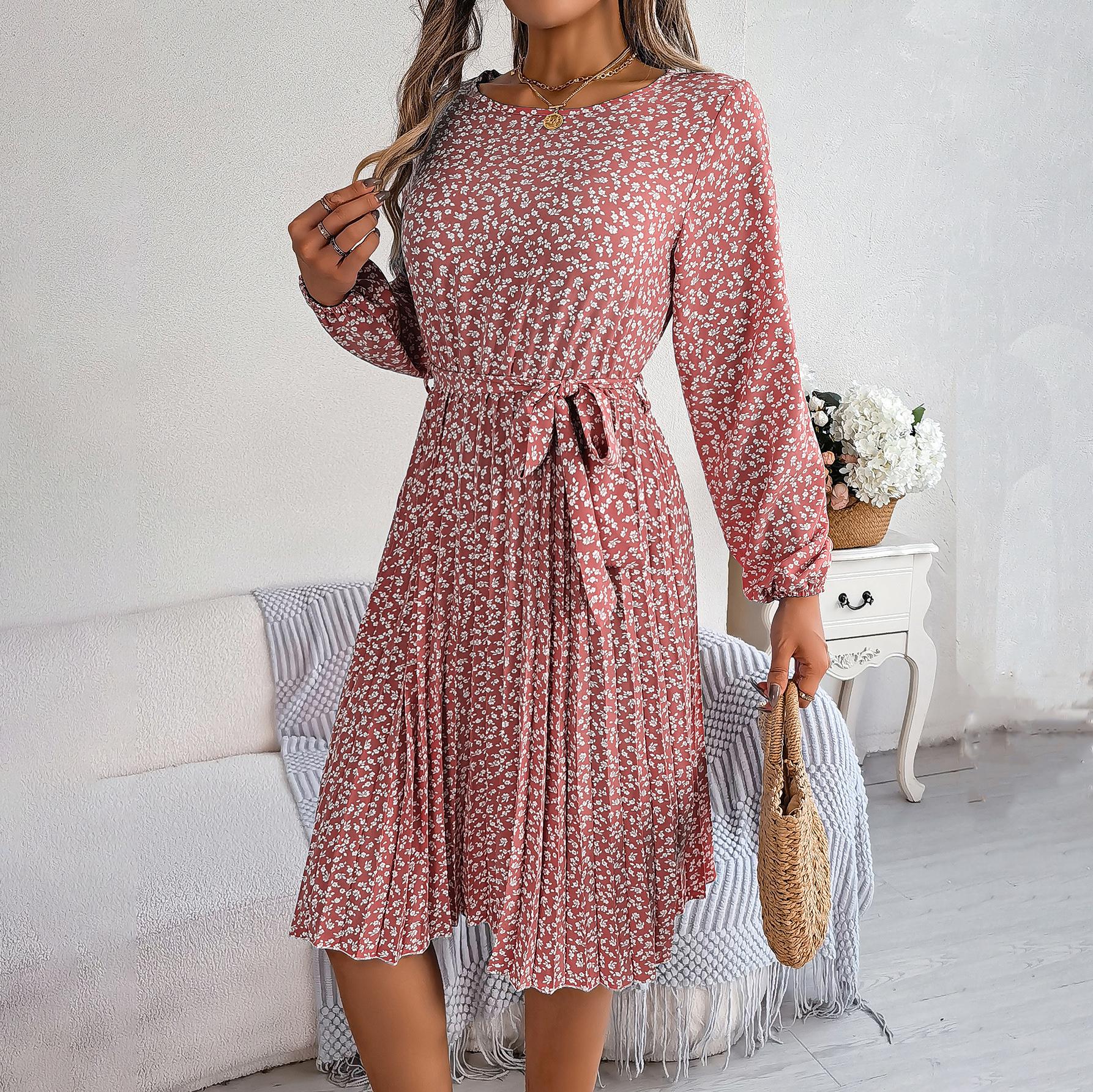 Весенне-летнее женское длинное платье с длинным рукавом и круглым вырезом с цветочным принтом и высокой талией XL розовый
Весенне-летнее женское длинное платье с длинным рукавом и круглым вырезом с цветочным принтом и высокой талией XL розовый