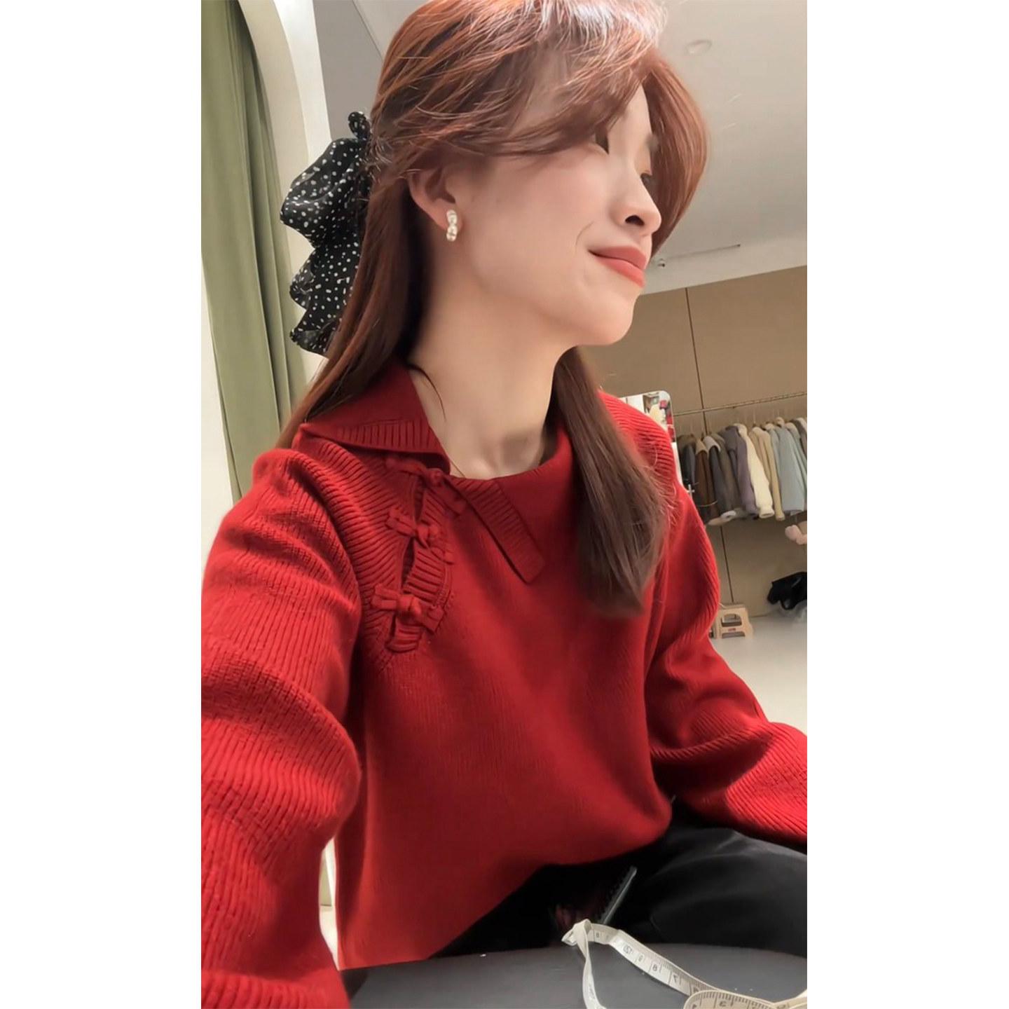 Women s 2026 Early Spring Red Knitwear: Sweet Soft Lapel, Stylish Chinese-Inspired Top 2XL (for 125-140 jin)
Women s 2026 Early Spring Red Knitwear: Sweet Soft Lapel, Stylish Chinese-Inspired Top 2XL (for 125-140 jin)