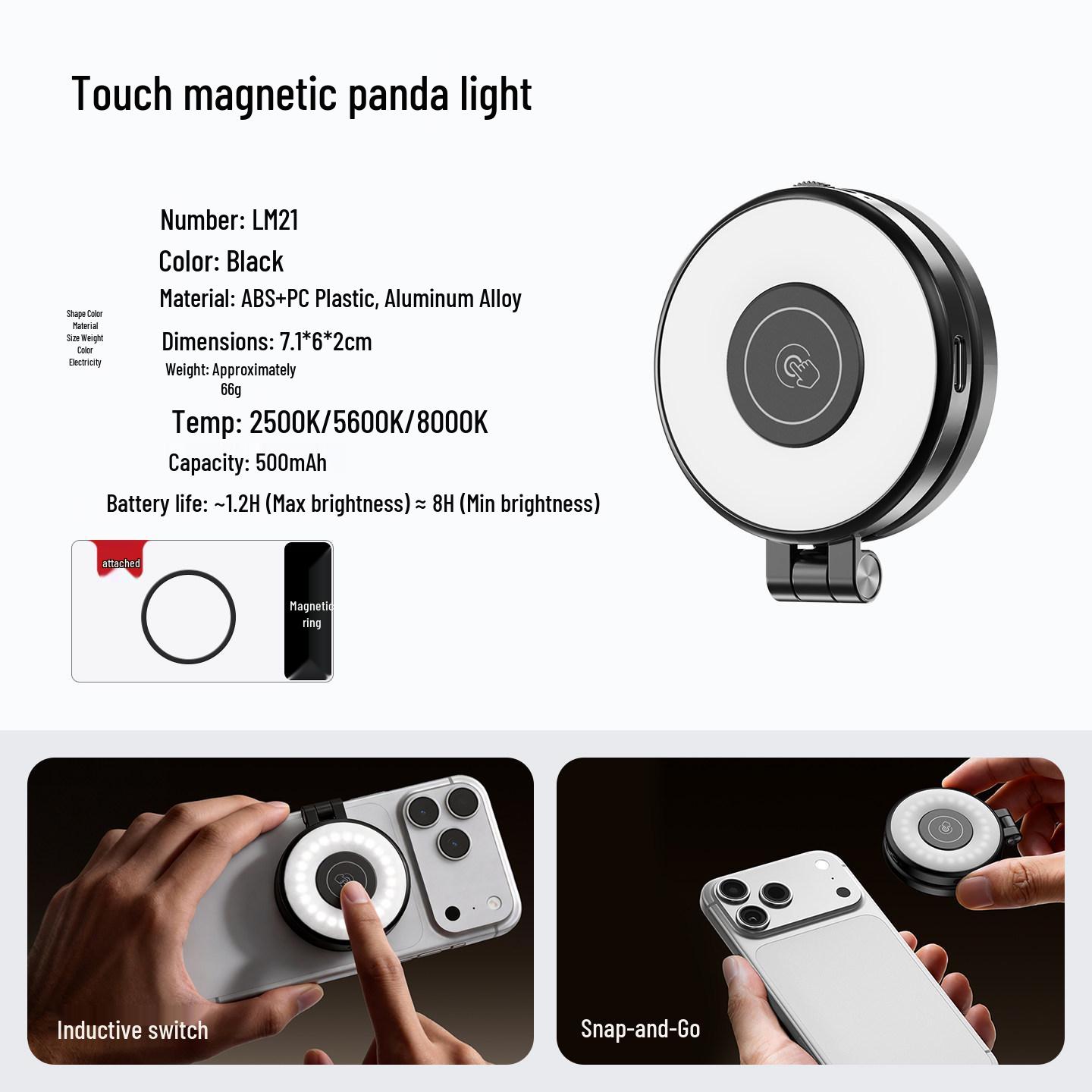Ulanzi LM21 MagSafe Panda Magnetic Beauty Selfie Light for Phone чорний
Ulanzi LM21 MagSafe Panda Magnetic Beauty Selfie Light for Phone чорний