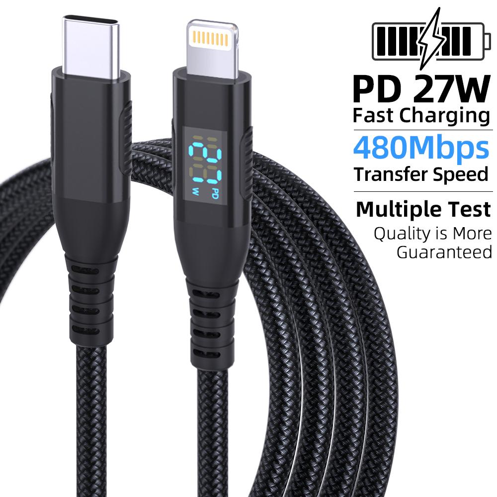 2m USB C to Lightning Cable Digital Display PD 27W Fast Charging Nylon Braided Cord Black
2m USB C to Lightning Cable Digital Display PD 27W Fast Charging Nylon Braided Cord Black