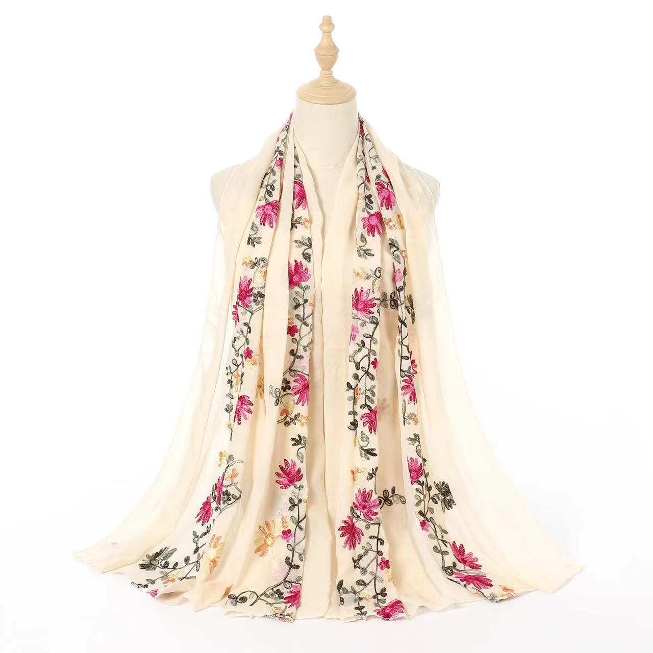 Вышитый шарф из хлопка и льна в этническом стиле для женщин на осень и зиму, шаль для двух целей, шарф для весны и осени, литературный шарф для лета 180cm