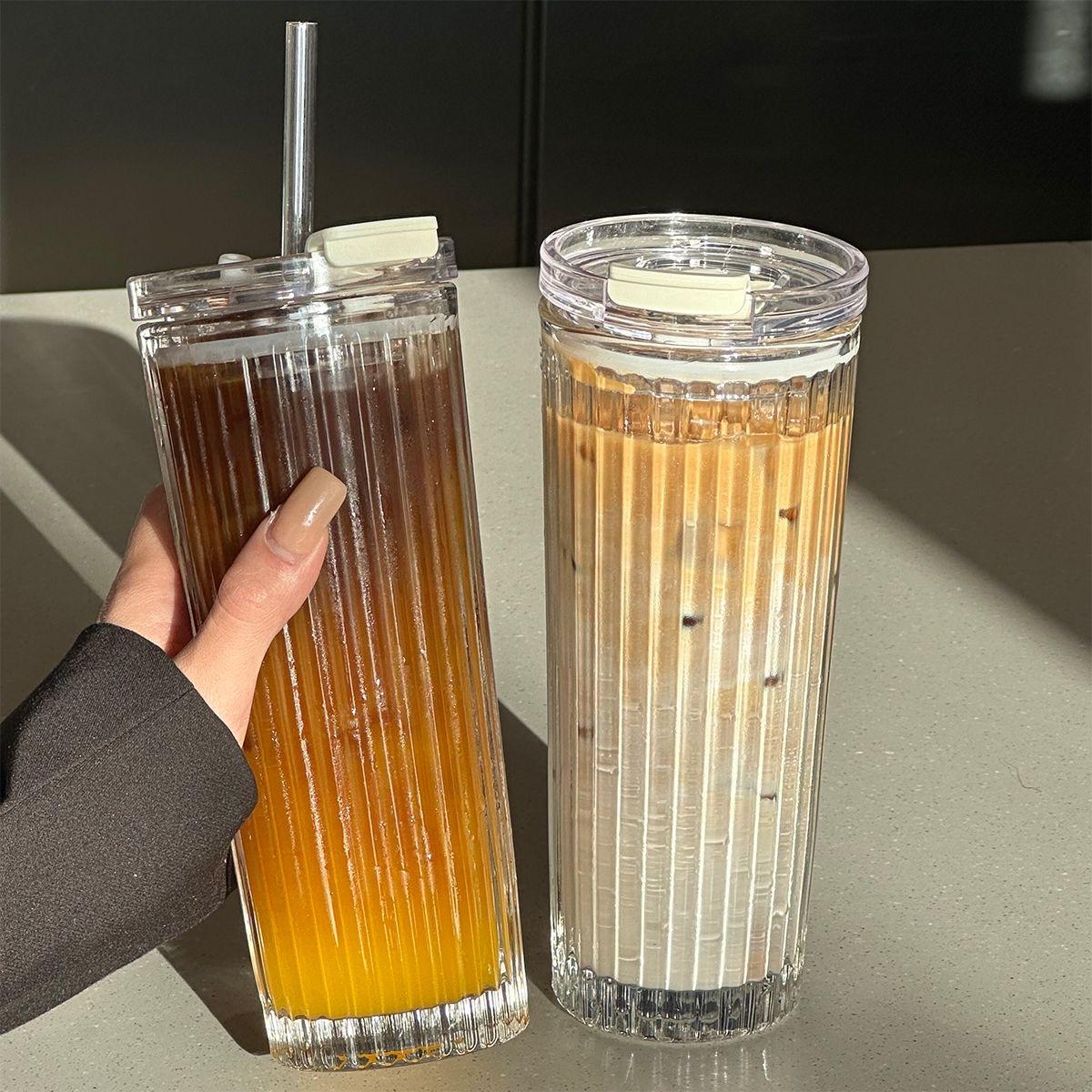 600Ml Simple Stripe Glass Cup With Lid and Straw Transparent Bubble Tea Cup Juice Glass Beer Can Milk Mocha Cups Breakfast Mug 600ml
600Ml Simple Stripe Glass Cup With Lid and Straw Transparent Bubble Tea Cup Juice Glass Beer Can Milk Mocha Cups Breakfast Mug 600ml