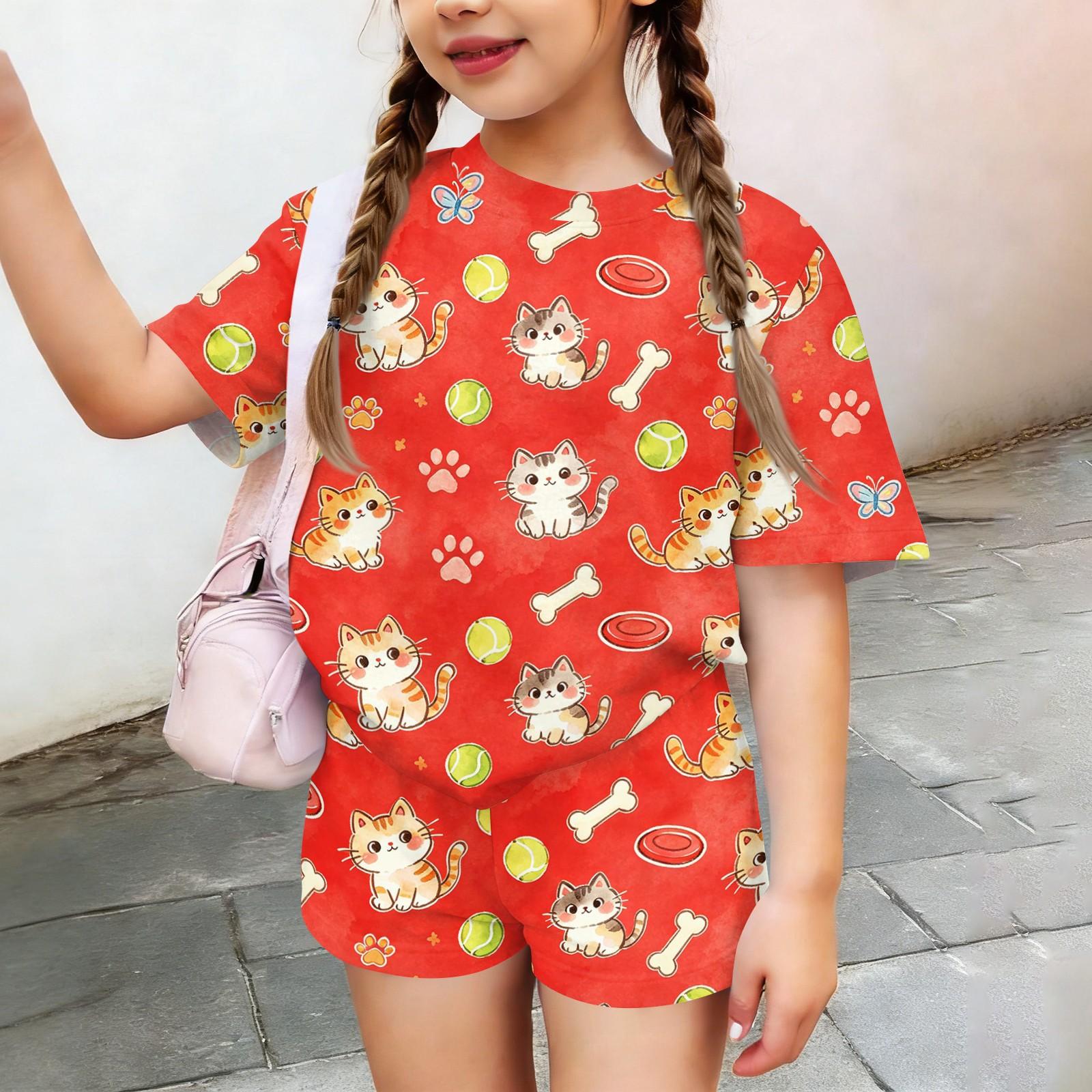 Kids Casual Short Sleeve Top and Shorts Set Animal Print Lightweight Comfortable Summer Outfit for Boys and Girls Soft Fabric 130 червоний
Kids Casual Short Sleeve Top and Shorts Set Animal Print Lightweight Comfortable Summer Outfit for Boys and Girls Soft Fabric 130 червоний