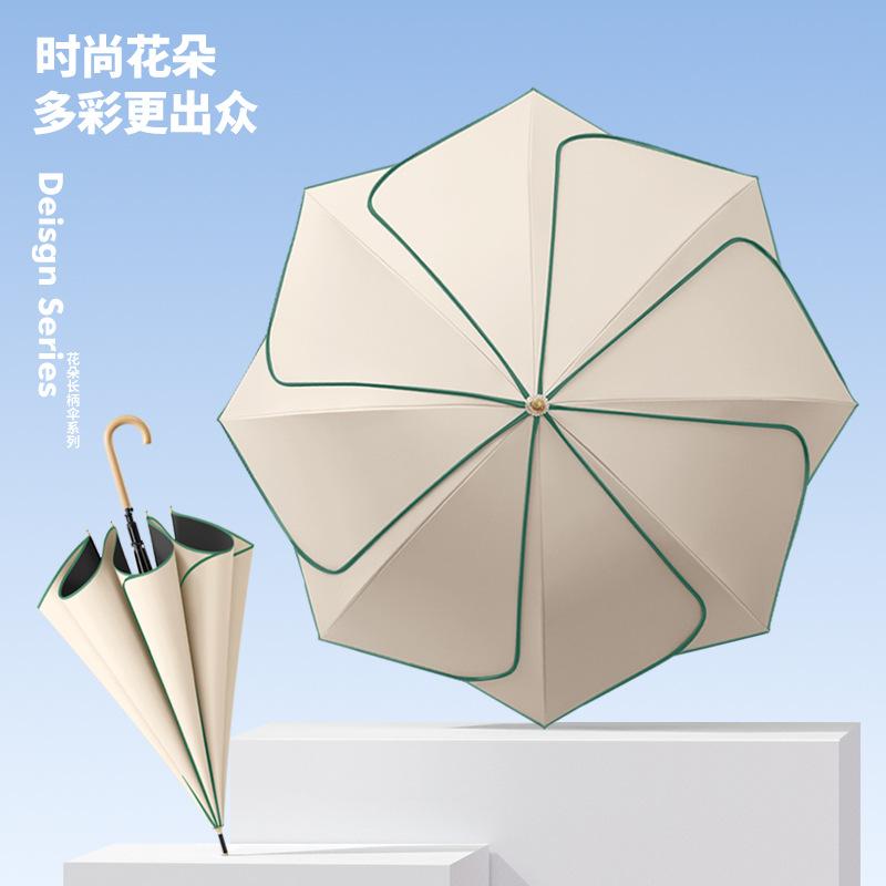 New 8-bone long-handled umbrella vinyl fabric petal umbrella fashion sunscreen solid wood curved handle candy color
New 8-bone long-handled umbrella vinyl fabric petal umbrella fashion sunscreen solid wood curved handle candy color