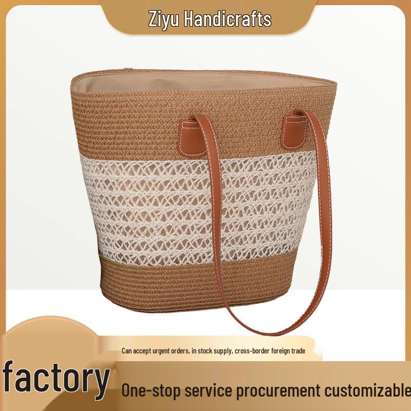 Trendy 2025 Hand-Woven Large Capacity Straw Shoulder Bag with Zipper for Women Top 45, Height 28, Bottom 12x24
Trendy 2025 Hand-Woven Large Capacity Straw Shoulder Bag with Zipper for Women Top 45, Height 28, Bottom 12x24