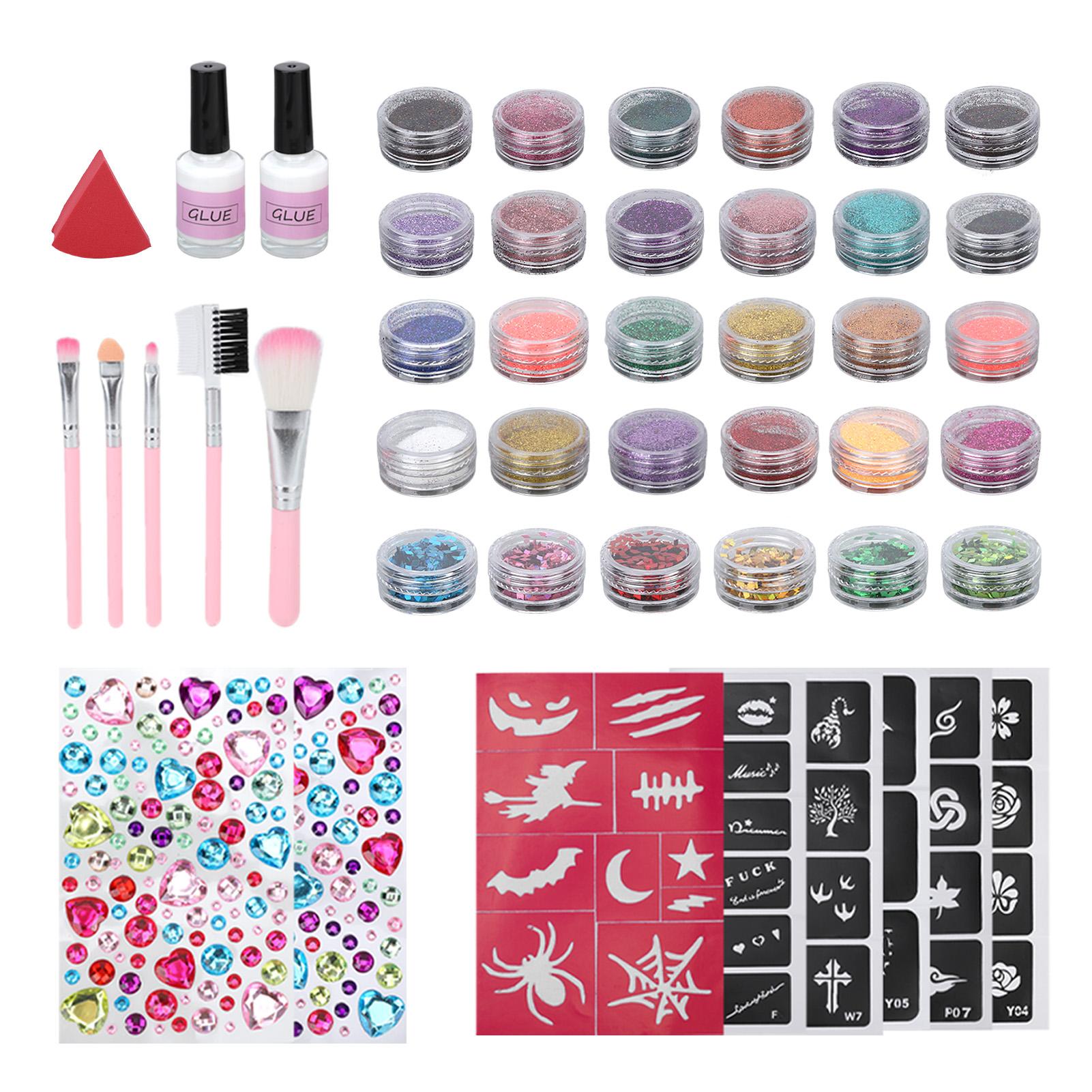 24 Colors Temporary Tattoo Glitter Powder Kit 6 Colors Sequins Shiny Rhinestones Glue Stencil Set
24 Colors Temporary Tattoo Glitter Powder Kit 6 Colors Sequins Shiny Rhinestones Glue Stencil Set