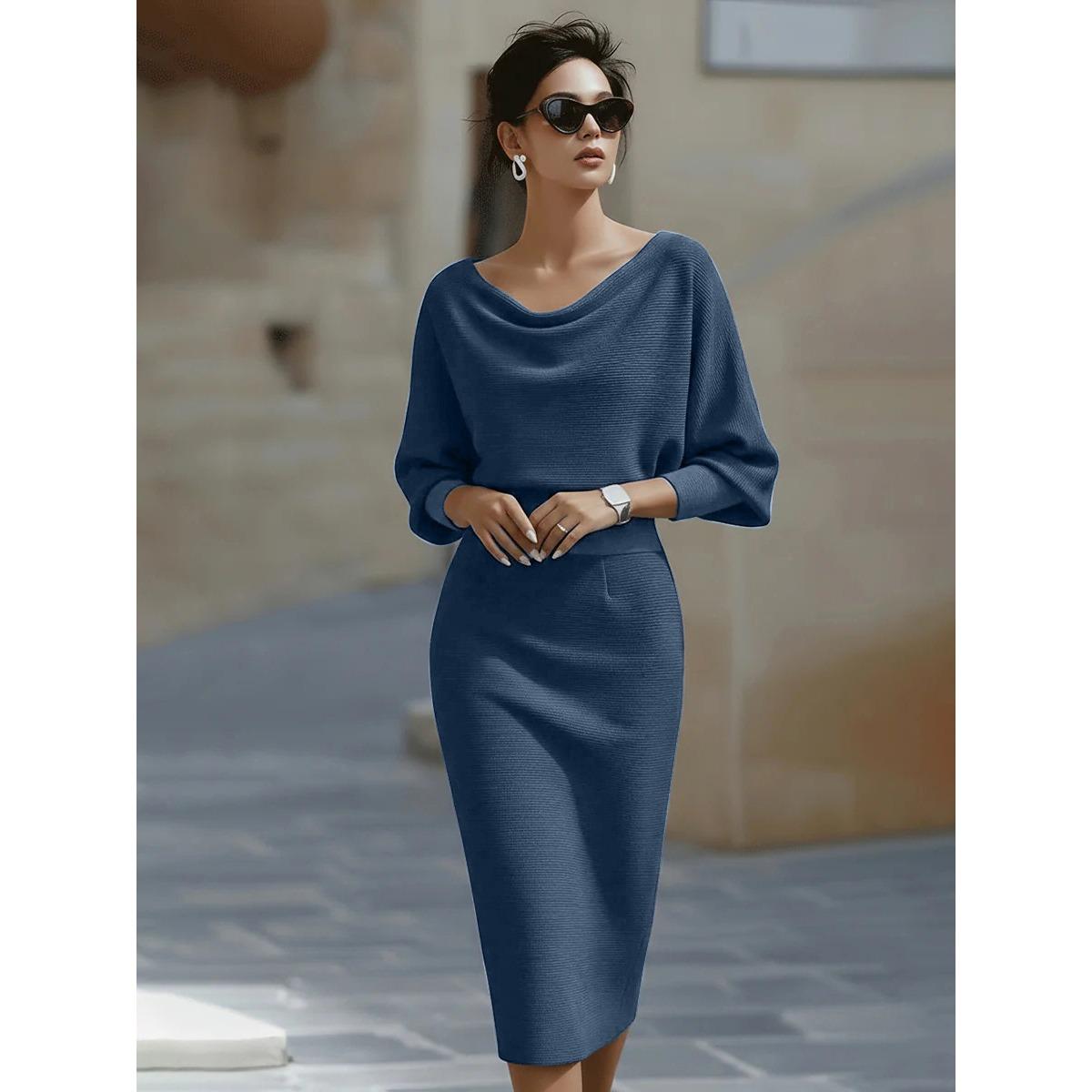 2026 Elegant Cowl Neck Knit Bodycon Dress for Women, Batwing Sleeve Waist Cinch Midi Pencil Dress, Formal Office & Business Casual Wear XXL синій
2026 Elegant Cowl Neck Knit Bodycon Dress for Women, Batwing Sleeve Waist Cinch Midi Pencil Dress, Formal Office & Business Casual Wear XXL синій
