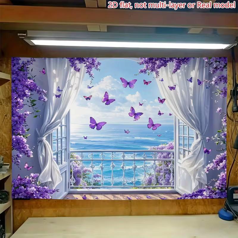 2D Summer Beach Backdrop White Curtain Purple Flower Butterfly Photo Booth Background 47.2x31.5inch/120*80cm
2D Summer Beach Backdrop White Curtain Purple Flower Butterfly Photo Booth Background 47.2x31.5inch/120*80cm