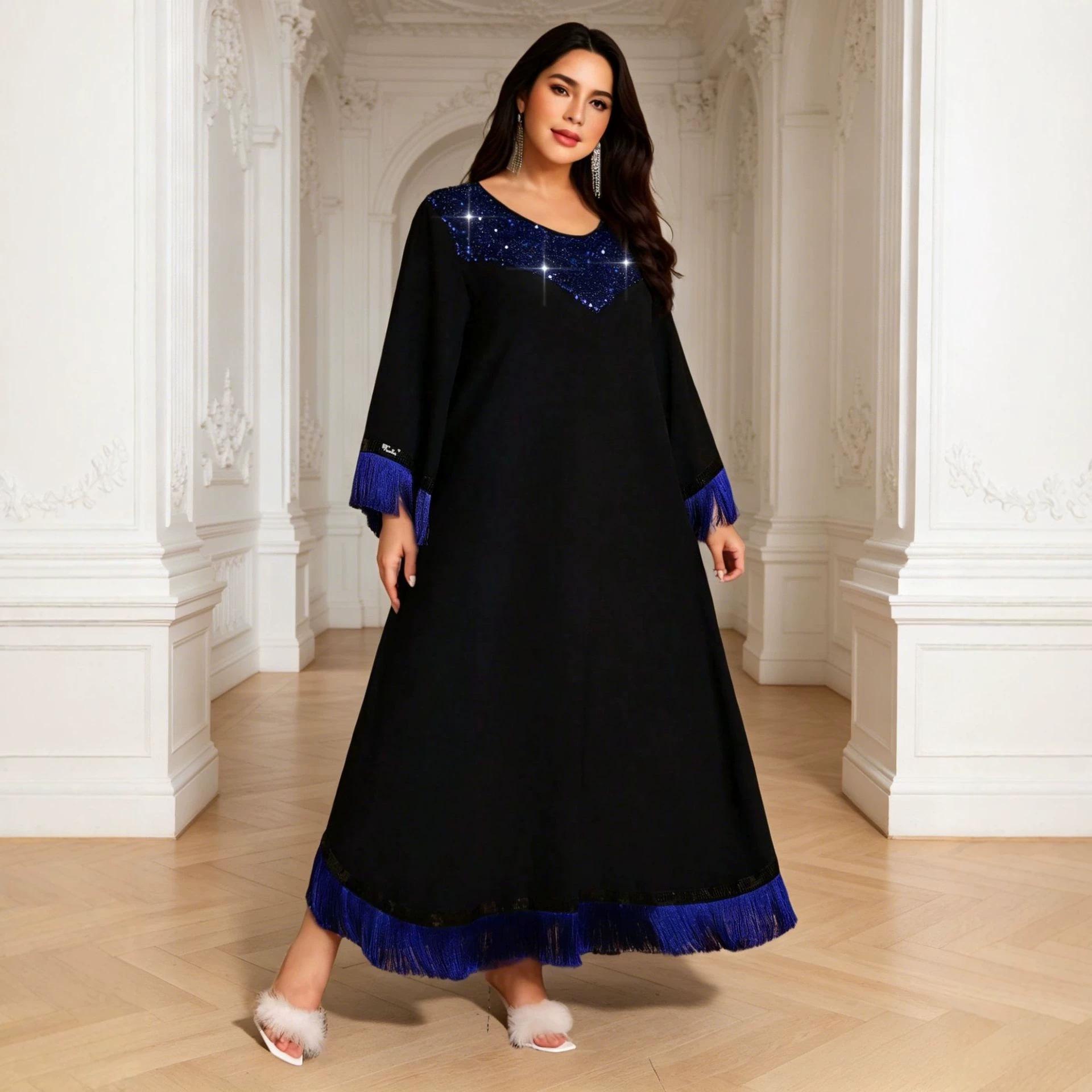 Plus Size Royal Blue Sequin Patchwork Tassel Cuff Islamic Style Long Dress 2XL чорний
Plus Size Royal Blue Sequin Patchwork Tassel Cuff Islamic Style Long Dress 2XL чорний