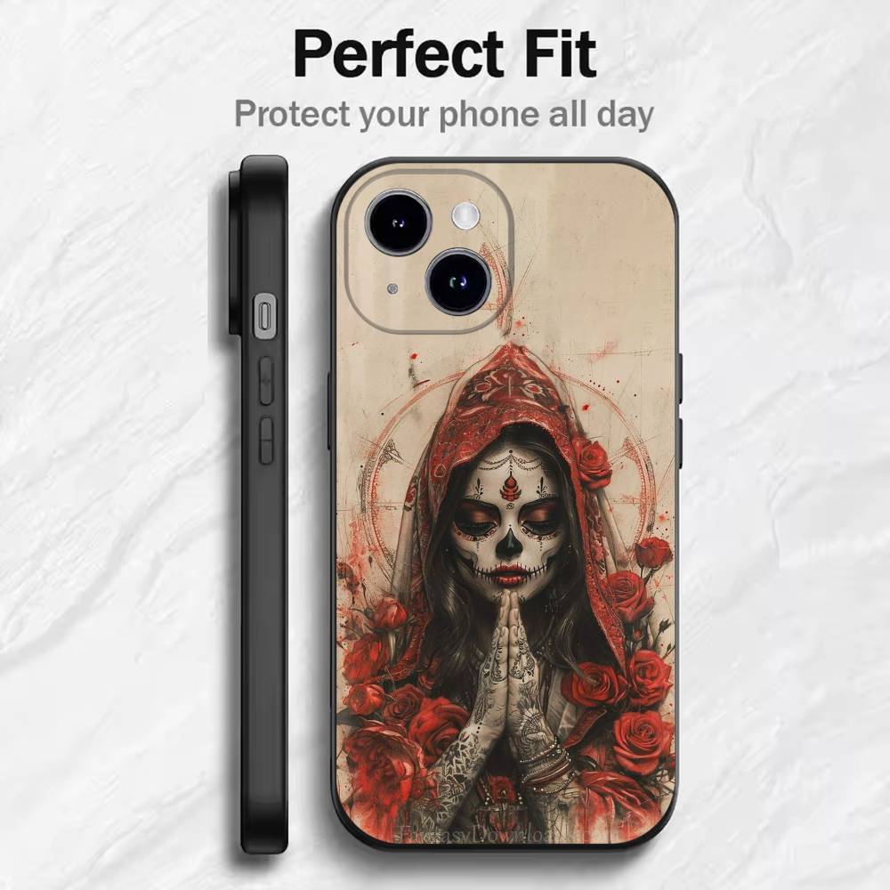 Catrina Skull Girl Mexican Phone Case For 17 16 15 14 13 12 11 Mini XS XR X 6S 6 Pro Max Plus Black Soft Cover iPhone17PRO
Catrina Skull Girl Mexican Phone Case For 17 16 15 14 13 12 11 Mini XS XR X 6S 6 Pro Max Plus Black Soft Cover iPhone17PRO