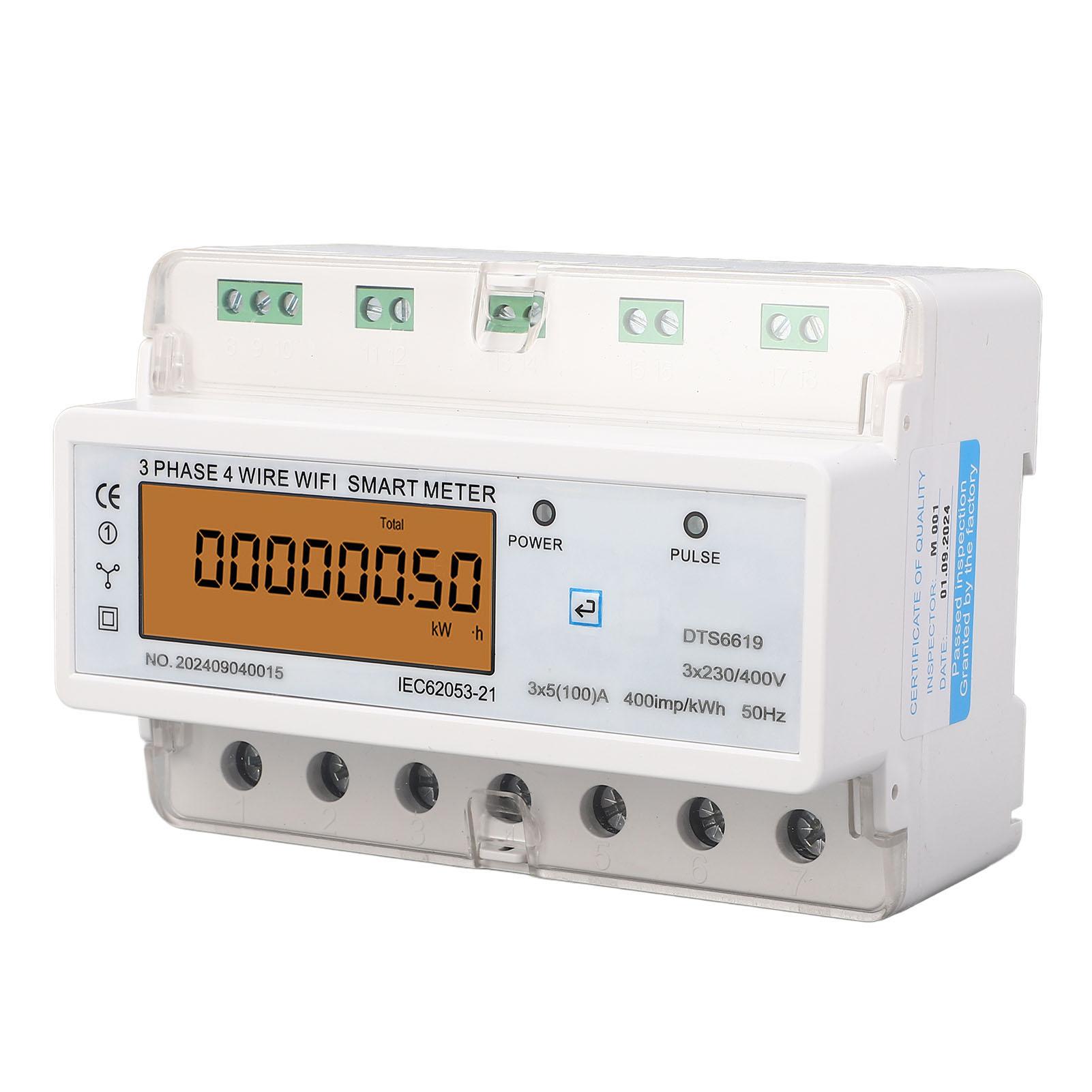3-фазний 4-провідний WiFi лічильник електроенергії з підсвічуванням, керування через додаток, DIN-рейка, розумний лічильник електроенергії 3x230В
3-фазний 4-провідний WiFi лічильник електроенергії з підсвічуванням, керування через додаток, DIN-рейка, розумний лічильник електроенергії 3x230В