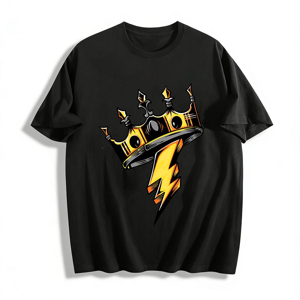 Vintage Crown Lightning Print Trendy Casual Loose Crewneck T-Shirt Pure cotton T-shirt XXS
Vintage Crown Lightning Print Trendy Casual Loose Crewneck T-Shirt Pure cotton T-shirt XXS