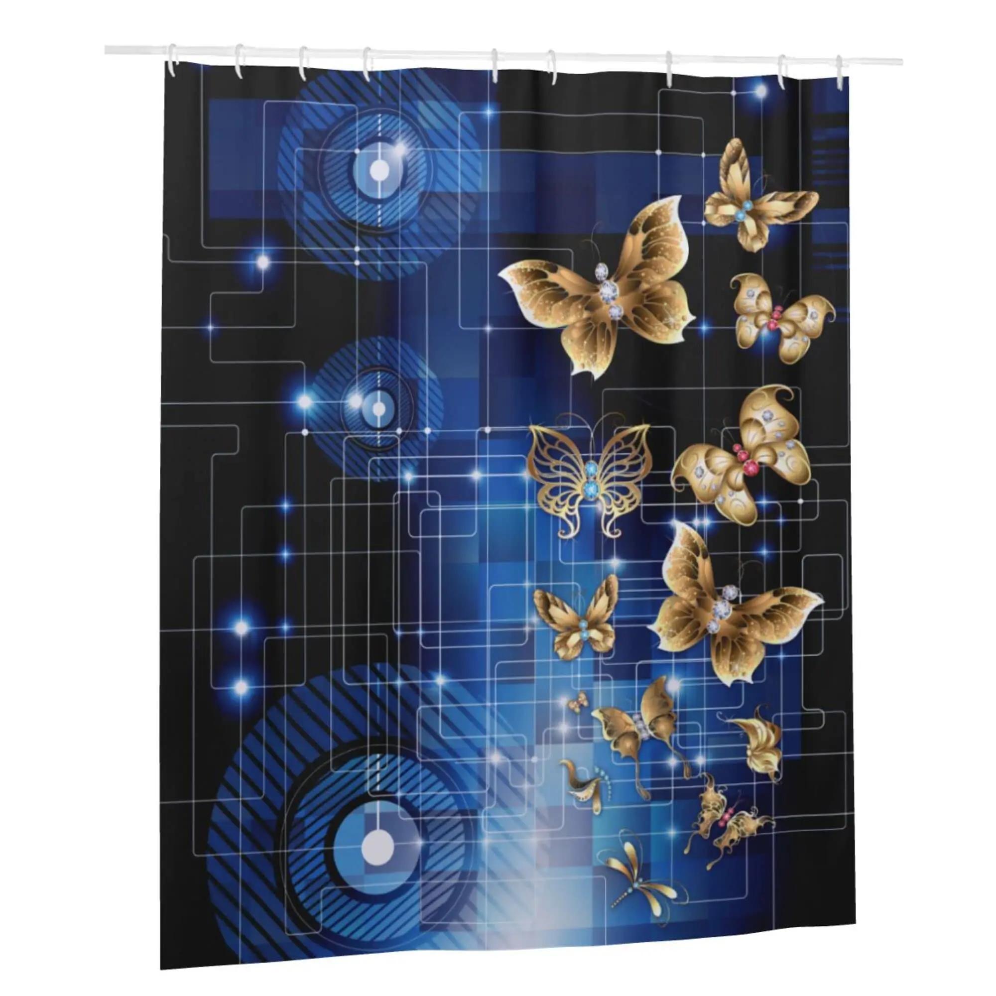 Gold Butterflies Black Shower Curtain Polyester Fabric Bathroom Shower Curtains Waterproof Bathtub Curtains With 12 Pcs Hooks W60H190(CM)-1 Pcs
Gold Butterflies Black Shower Curtain Polyester Fabric Bathroom Shower Curtains Waterproof Bathtub Curtains With 12 Pcs Hooks W60H190(CM)-1 Pcs
