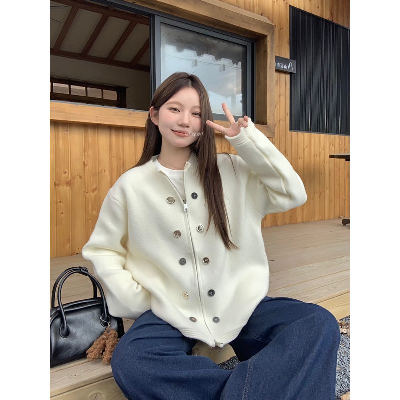 Kumikumi Stylish Fastener Decoration Zipper Sweater Cardigan Women Fall Minority All-Match Slim-Fit Casual Shirt Button Detail Zip Sweater One size
Kumikumi Stylish Fastener Decoration Zipper Sweater Cardigan Women Fall Minority All-Match Slim-Fit Casual Shirt Button Detail Zip Sweater One size