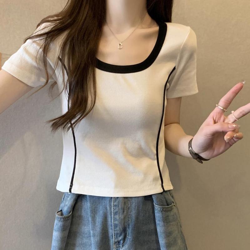 Summer New Square Neck Fashion Short Sleeve T-shirt Women Contrast Color Printing Casual Pullovers Pure Cotton All-match Tops XXXL жовтий
Summer New Square Neck Fashion Short Sleeve T-shirt Women Contrast Color Printing Casual Pullovers Pure Cotton All-match Tops XXXL жовтий