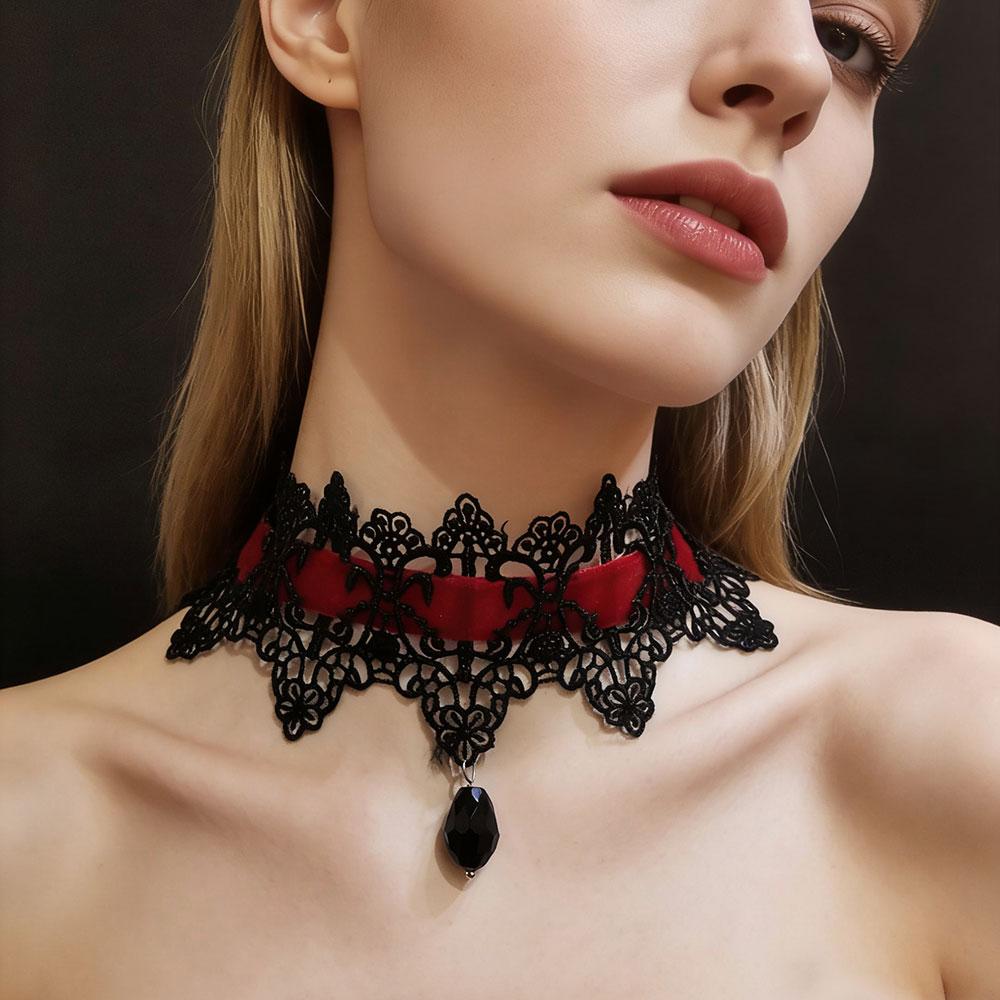 Long Velvet Sexy Black Lace Choker with Chain Lace Up Necklace for Women Resin Pendent Neck Strap Valentine s Day Jewelry Gift червоний
Long Velvet Sexy Black Lace Choker with Chain Lace Up Necklace for Women Resin Pendent Neck Strap Valentine s Day Jewelry Gift червоний