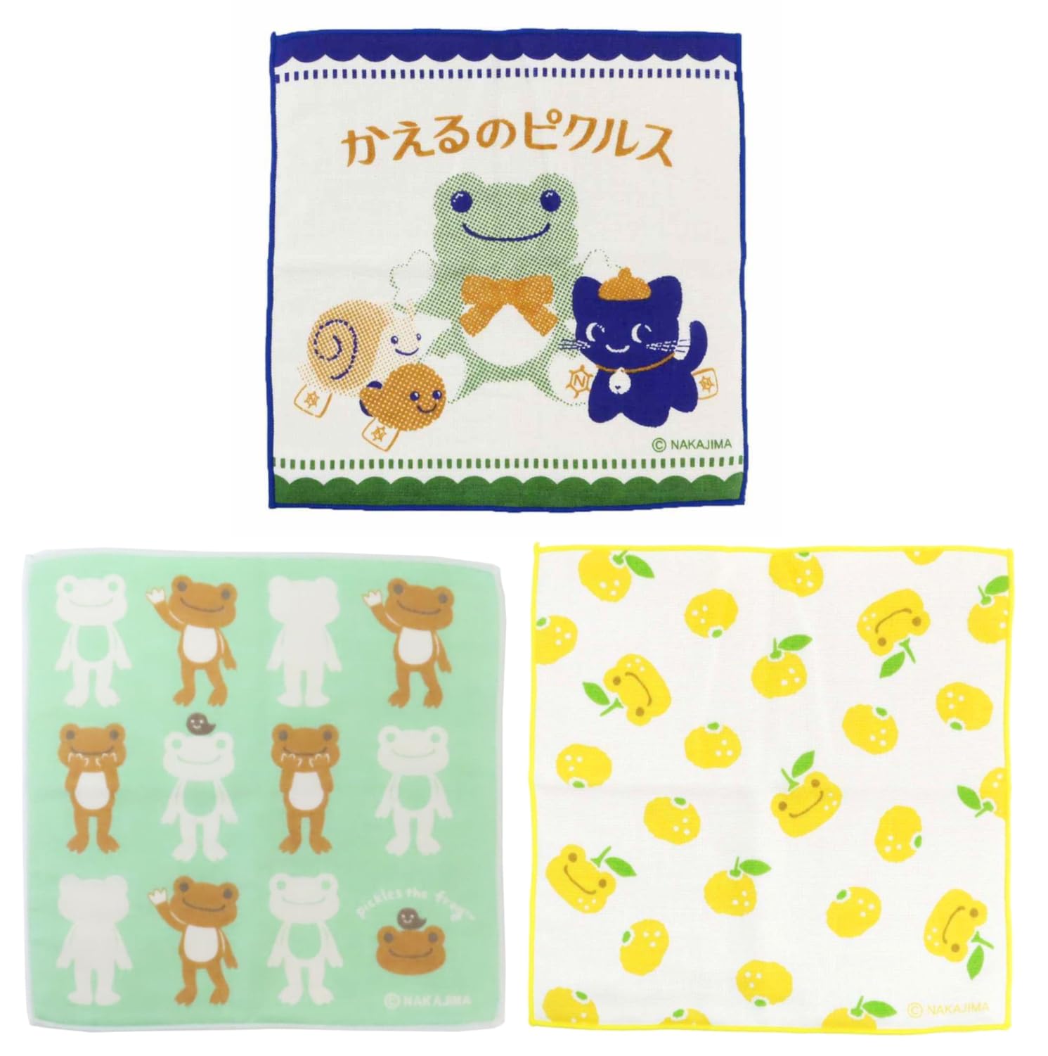 Pickled frog handkerchief towel 3 pattern set Nakajima Corporation (Imabari, standing, green, Imabari, one-sided gauze, yuzu, yellow)
Pickled frog handkerchief towel 3 pattern set Nakajima Corporation (Imabari, standing, green, Imabari, one-sided gauze, yuzu, yellow)