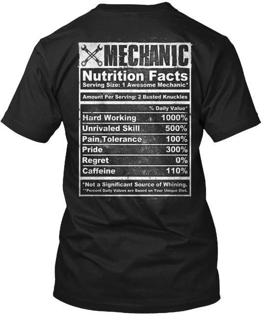 Mechanic Nutrition Facts TTshirt Made in the USA Size S to 5XL 3XL
Mechanic Nutrition Facts TTshirt Made in the USA Size S to 5XL 3XL