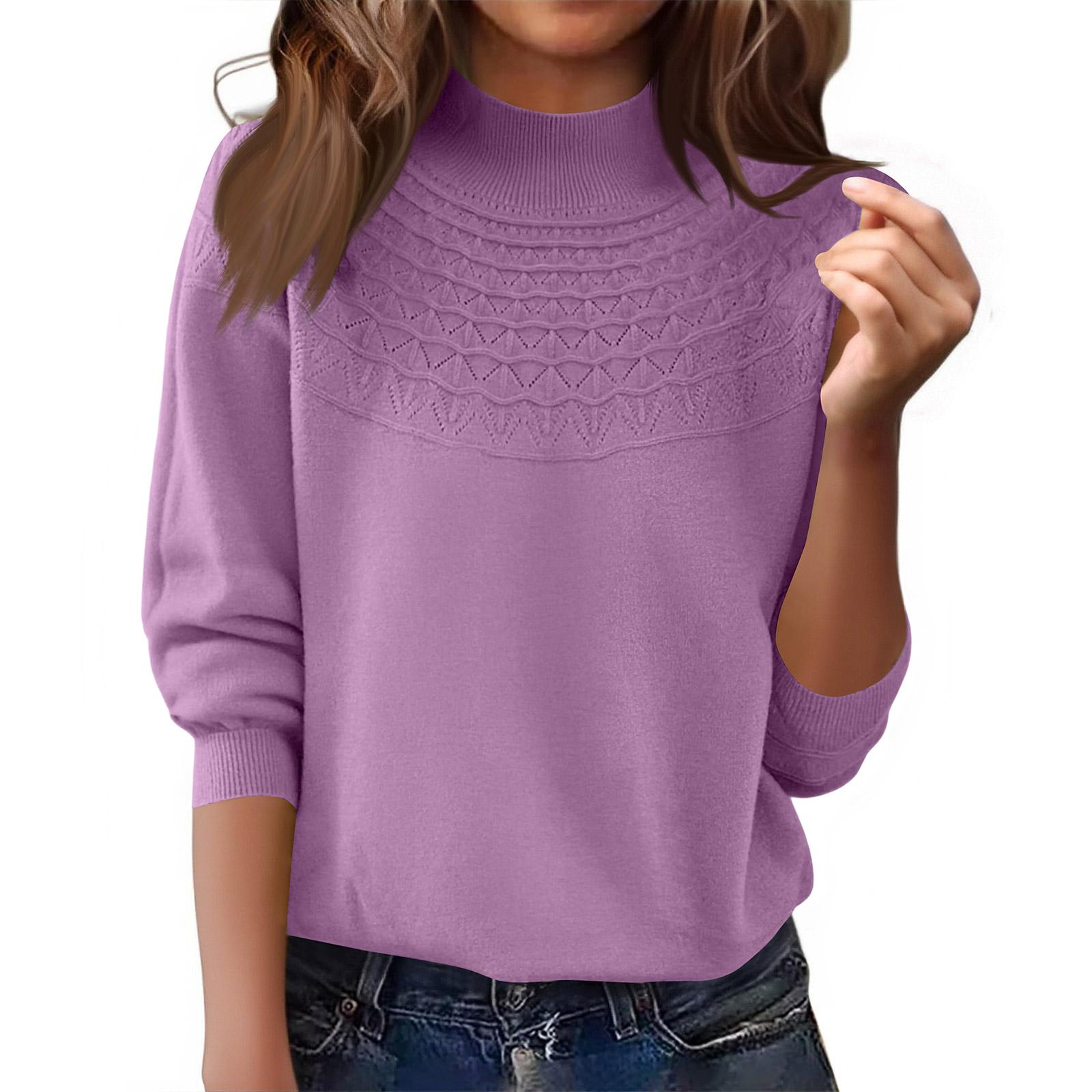 Женский модный пуловер с полувысоким воротом, ажурный вязаный свитер с длинным рукавом, однотонный свитер XL фиолетовый
Женский модный пуловер с полувысоким воротом, ажурный вязаный свитер с длинным рукавом, однотонный свитер XL фиолетовый